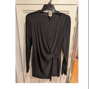 Anne Klein asymmetrical black wrap tunic XL